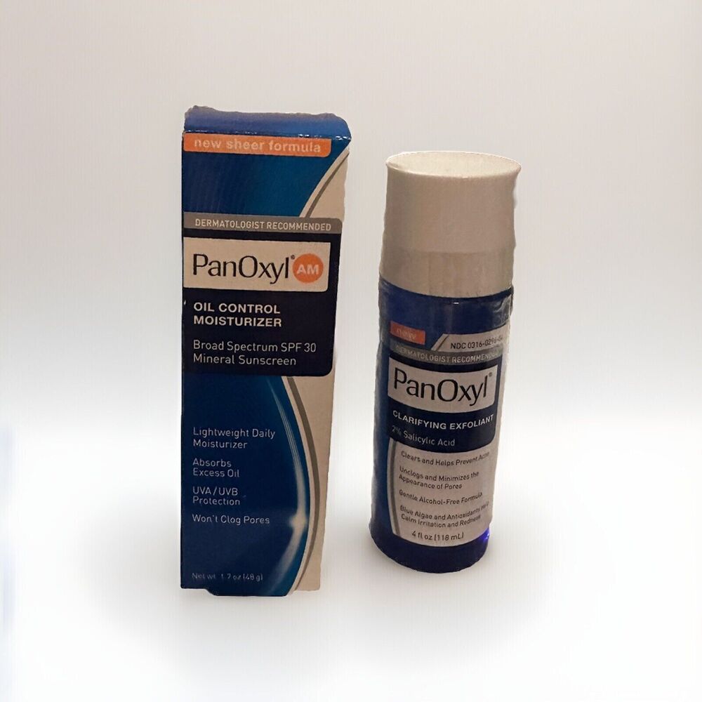 PanOxyl Clarifying Exfoliant(4 oz)and Oil Control Moisturizer SPF 30(1.7 Oz)